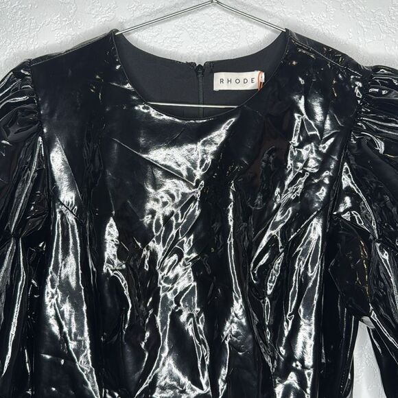 NWT RHODE PIA Mini Dress Patent Black Size 8 - Picture 4 of 16